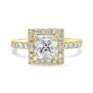 Princess Cut Diamond Halo Moissanite Engagement Ring For Women