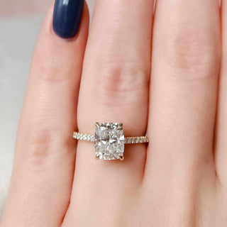 2.50CT Cushion Cut Moissanite Cathedral Setting Engagement Ring