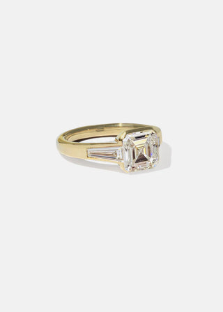 3.0CT Asscher Cut Three Ston Pave Set Double Band Ring Set