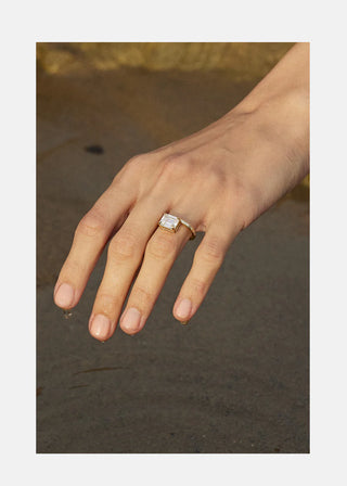 2.50CT Asscher Cut Diamond Unique Moissanite Bridal Ring Set