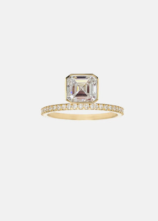 2.0CT Asscher Cut Flonting Diamond Unique Engagement Ring Set