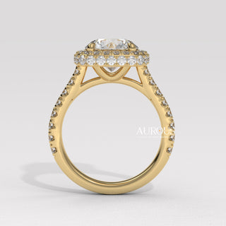 1.0CT Round Cut Pave Setting Moissanite Engagement Ring