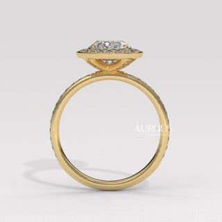 1.50CT Oval Cut Halo Pave Setting Moissanite Engagement Ring