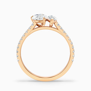1.0CTW Pear & Marquise Diamond Pave Set You And I Ring