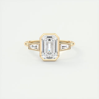 2.0CT Emerald Cut Diamond Three Stone Moissanite Engagement Ring