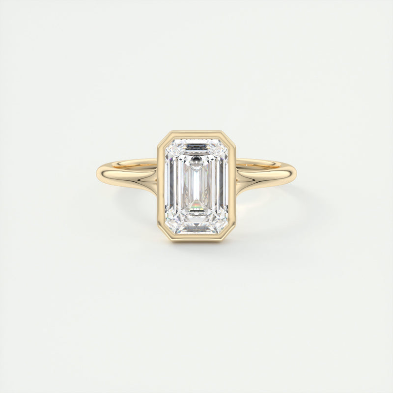 2CT Cathedral Emerald Cut Bezel Set Moissanite Diamond Engagement Ring