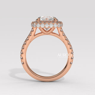 1.0CT Round Cut Pave Setting Moissanite Engagement Ring