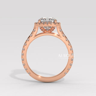 1.0CT Cushion Cut Diamond Halo Pave Setting Moissanite Engagement Ring