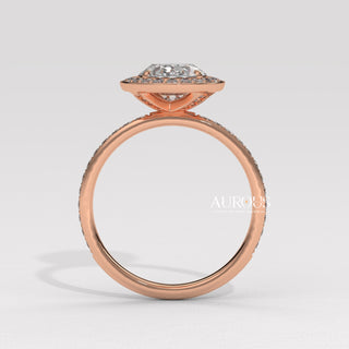 1.50CT Oval Cut Halo Pave Setting Moissanite Engagement Ring