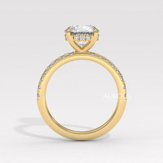 1.50CT Round Cut Pave Setting Moissanite Engagement Ring