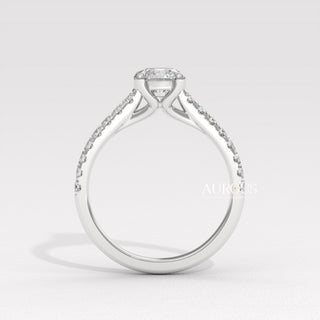 0.50CT Round Diamond Pave Setting Moissanite Engagement Ring