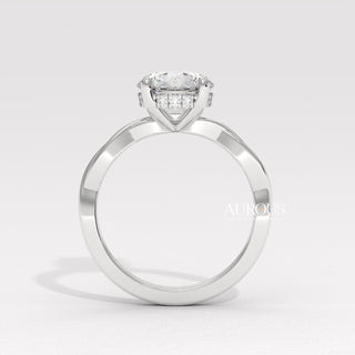 1.50CT Round Diamond Twisted Hidden Halo Moissanite Engagement Ring
