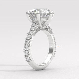 4.0CT Round Diamond Hidden Halo Pave Setting Moissanite Engagement Ring