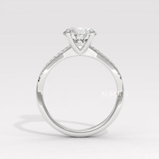 1.50CT Round Diamond Twisted Pave Setting Moissanite Engagement Ring