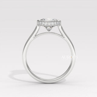 1.0CT Round Diamond Hidden Halo Bezel Setting Engagement Ring