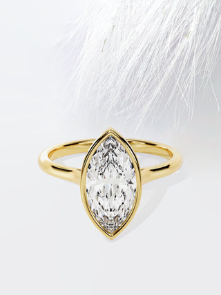 Bezel Set Moissanite Marquise Cut  Diamond Engagement Ring For Her