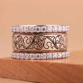 Round Cut Diamond Art Deco Vintage Inspired Wedding Ring