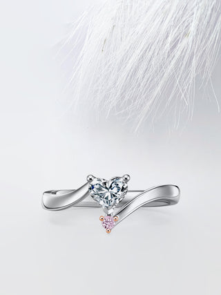 Heart Diamond Two Stone Moissanite Engagement Ring For Women