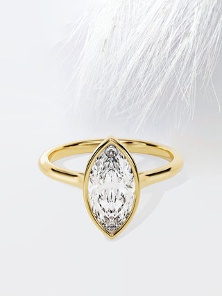 Bezel Set Diamond Marquise Cut Moissanite Engagement Ring For Women