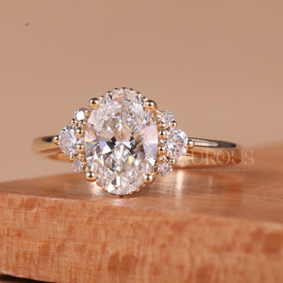 1.50CT Oval Cut Vintage Cluster Diamond Engagement Ring