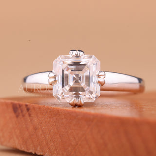 1.0CT Asscher Cut Diamond Solitaire Moissanite Engagement Ring