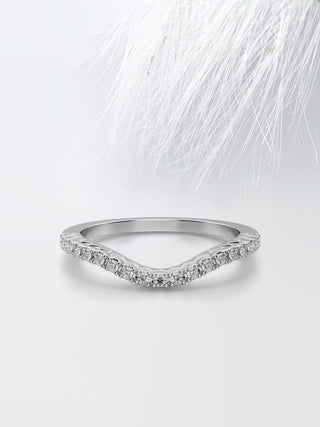 0.21Ct Round Diamond Curved Moissanite Wedding Band In 18K White Gold