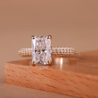 1.0CT Radiant Cut Three Side Pave Setting Engagement Ring