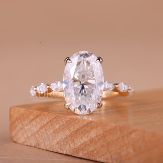 2.0CT Oval Cut Pave Setting Moissanite Engagement Ring