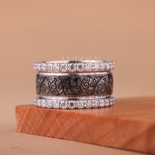 Round Cut Diamond Vintage Inspired Art Deco Wedding Ring