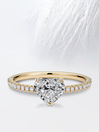Heart Diamond Pave Moissanite Engagement Ring For Women