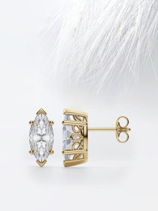Half Bezel Set Diamond Marquise Moissanite Earrings For women