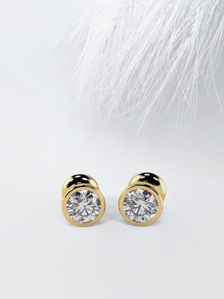 Round Cut Moissanite Tiny Diamond Stud Earrings For Women