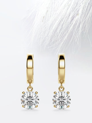 Round Moissanite Drop Diamond Earrings For Women