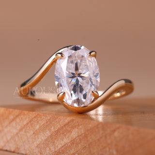 2.0CT Oval Cut Unique Bezel Setting Solitaire Engagement Ring
