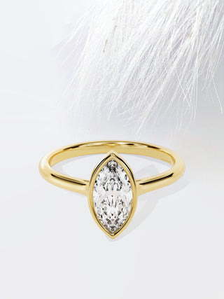 Marquise Cut Moissanite Bezel Set Diamond Engagement Ring For Women