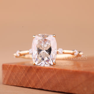 1.50CT Elongated Cushion Cut Petite Pave Setting Engagement Ring