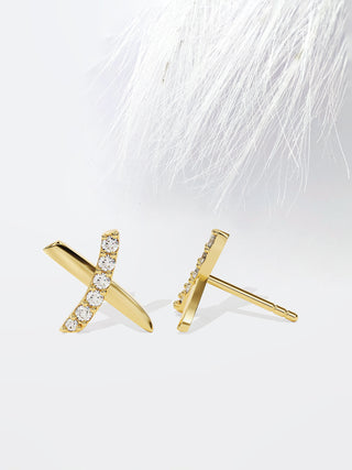 Round Cut Moissanite Cross Diamond Earrings For Women