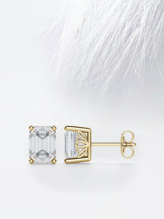 Emerald Cut Diamond Solitaire Moissanite Earrings For Women