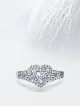Heart Moissanite Split Shank Diamond Engagement Ring For Women