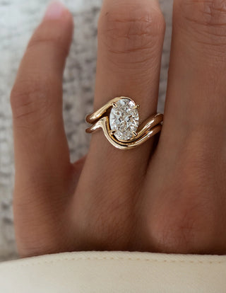 2.0CT Oval Moissanite Diamond Tension Style Bridal Ring Set