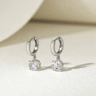 Round Moissanite Drop Diamond Earrings For Women