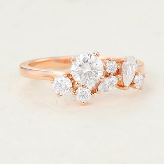 round-marquise-pear-shaped-moissanite-cluster-wedding-band