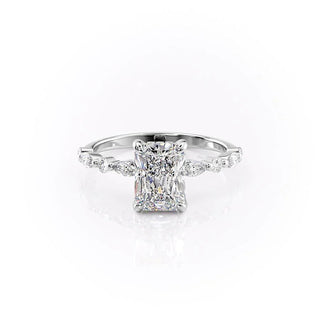 3.0CT Radiant Cut Moissanite Hidden Halo Diamond Engagement Ring