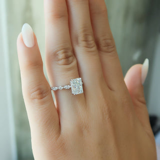 3.0CT Radiant Cut Moissanite Hidden Halo Diamond Engagement Ring