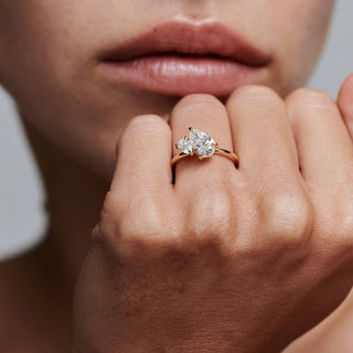 1.50TCW Pear Cut Unique Toi Et Moi Engagement Ring