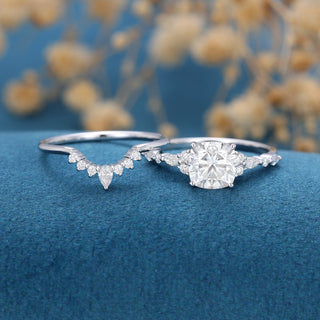 cushion-shaped-moissanite-cluster-bridal-set