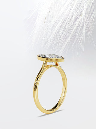Bezel Set Diamond Marquise Cut Moissanite Engagement Ring For Women