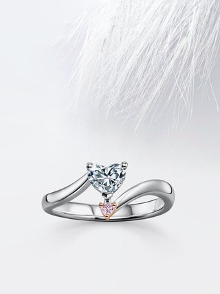 Heart Diamond Two Stone Moissanite Engagement Ring For Women