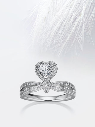 Heart Moissanite Channel Set Diamond Engagement Ring For Women