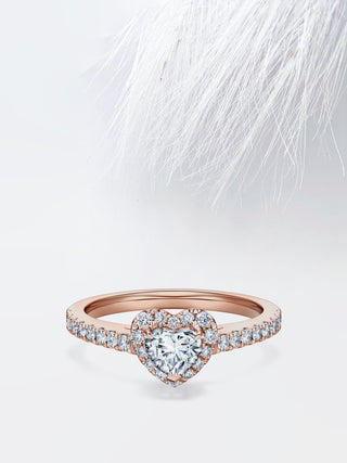 Heart Diamond Halo Moissanite Engagement Ring For Women